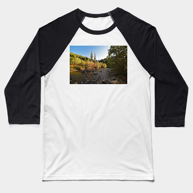 Boulder Colorado Canyon Creek Fall Foliage Baseball T-Shirt by WayneOxfordPh